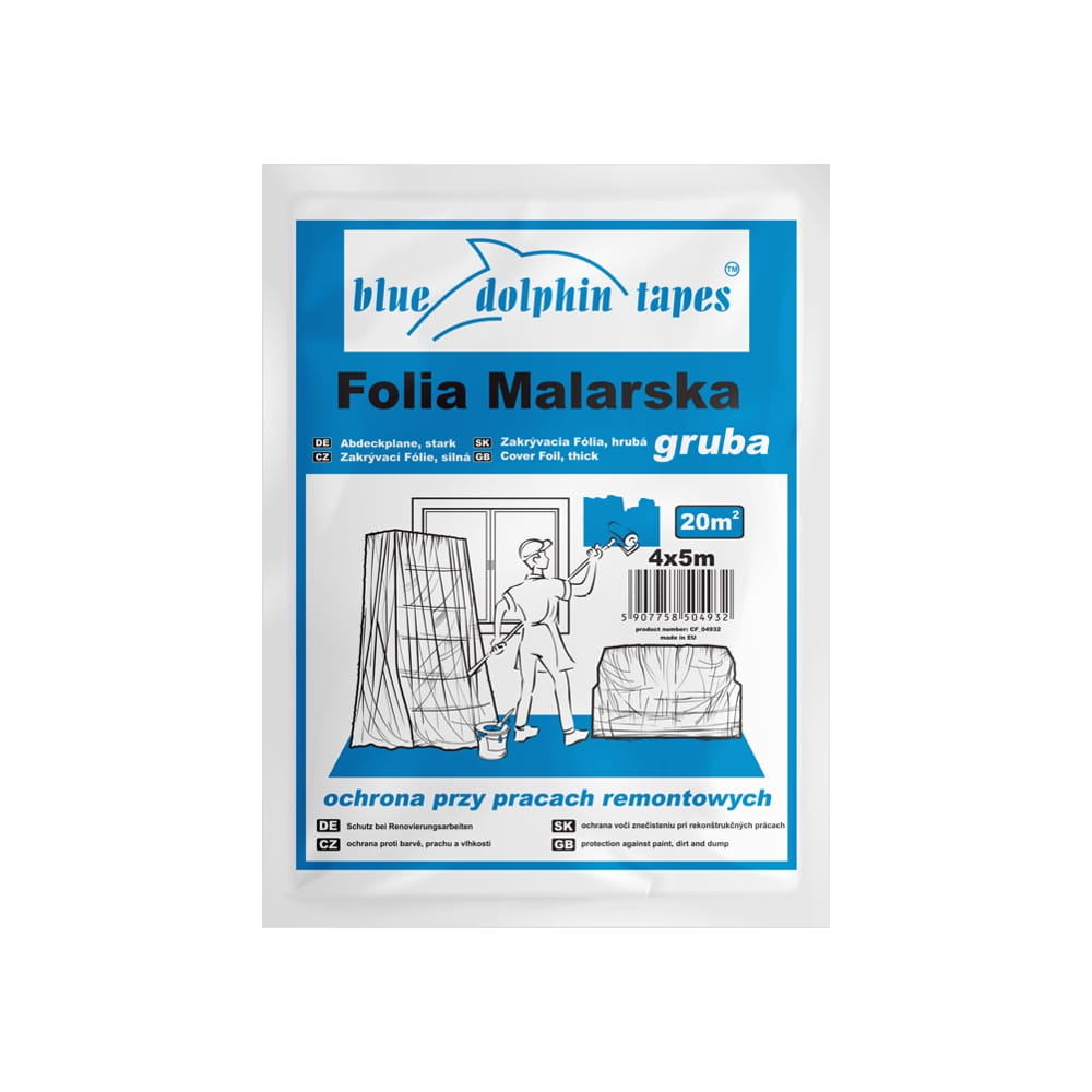 bluedolphin folia malarska gruba niebieska 4x5 20m2 bluedolphin folia malarska gruba niebieska 4x5 20m2